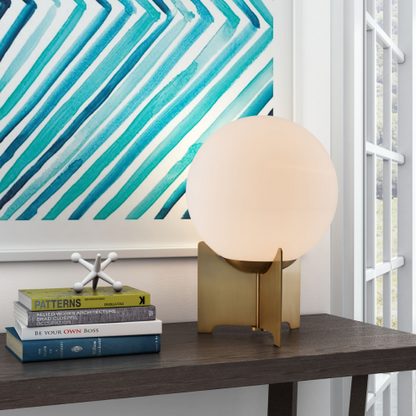 Pearl Table Lamp White & Brass